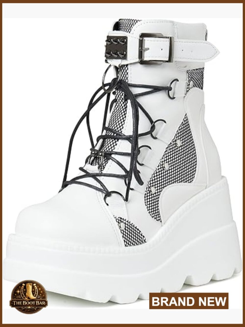 Chunky Platform Ankle Boots Lace Up Round Toe Wedge Heel Gothic Bootie